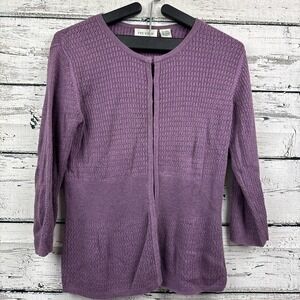 Preview Collection Purple Linen Blend Knit Cardigan Sweater Womens [Size Medium]